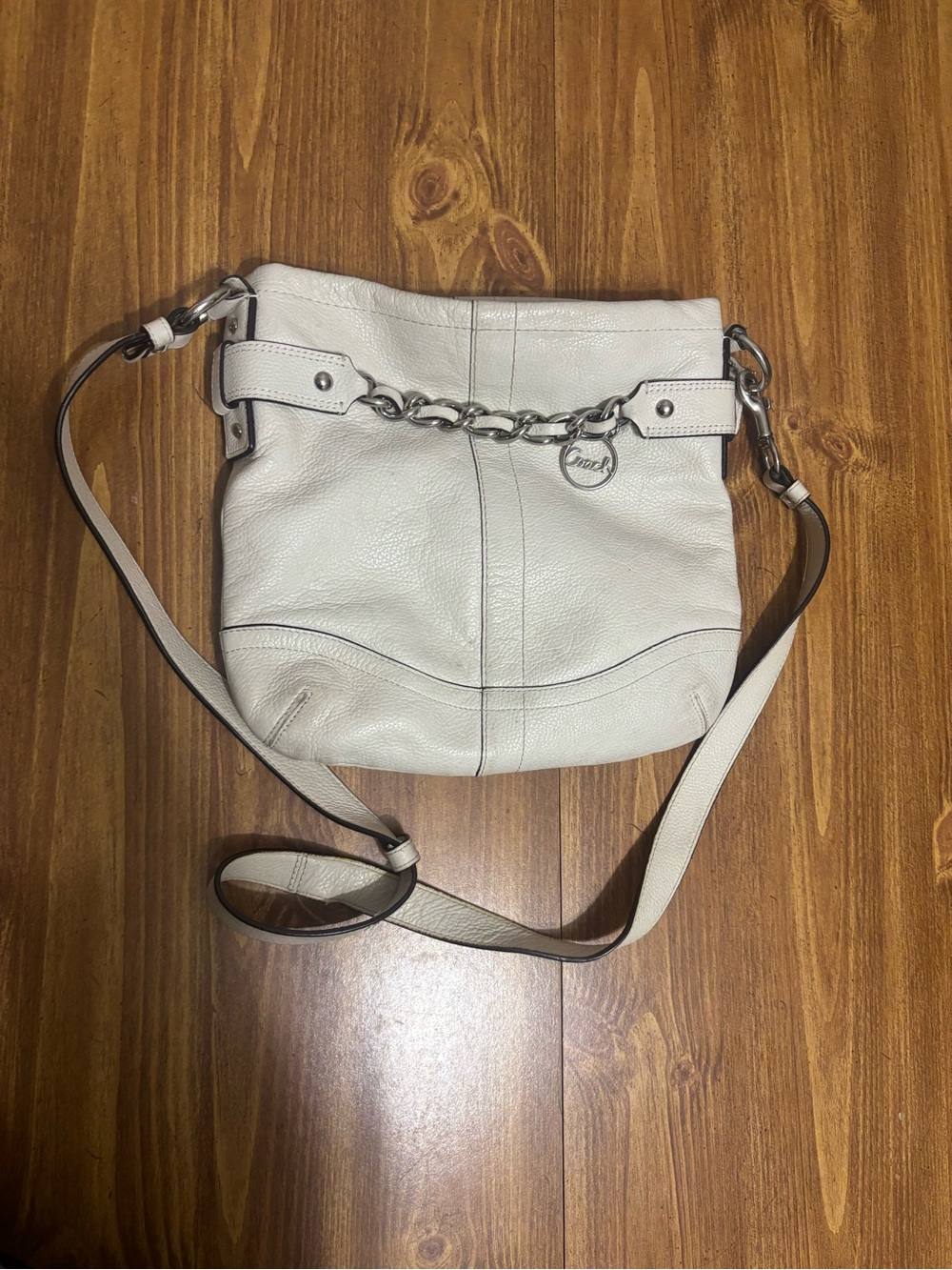 Coach Pebbled Leather Crossbody Bag in White